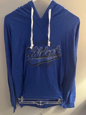 Kentucky Wildcats Hooded Long Sleeve Shirt Mens XL NWT Blue NCAA UK Light Hoodie